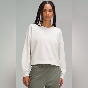 NWOT lululemon Softstreme Perfectly Oversized Cropped Crew - white opal, size 8